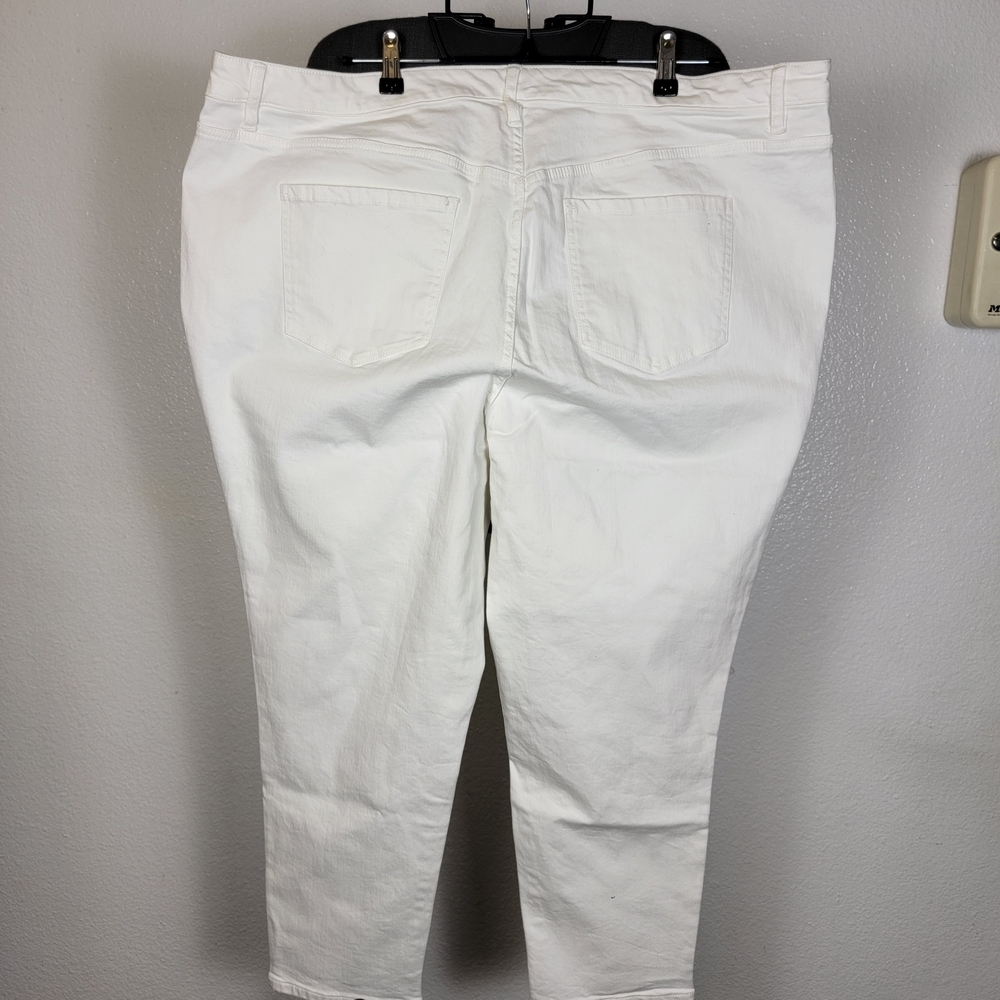 J Jason Wu Colored Denim Straight Leg Cropped Jeans White Plus Size 24W - Picture 2 of 5